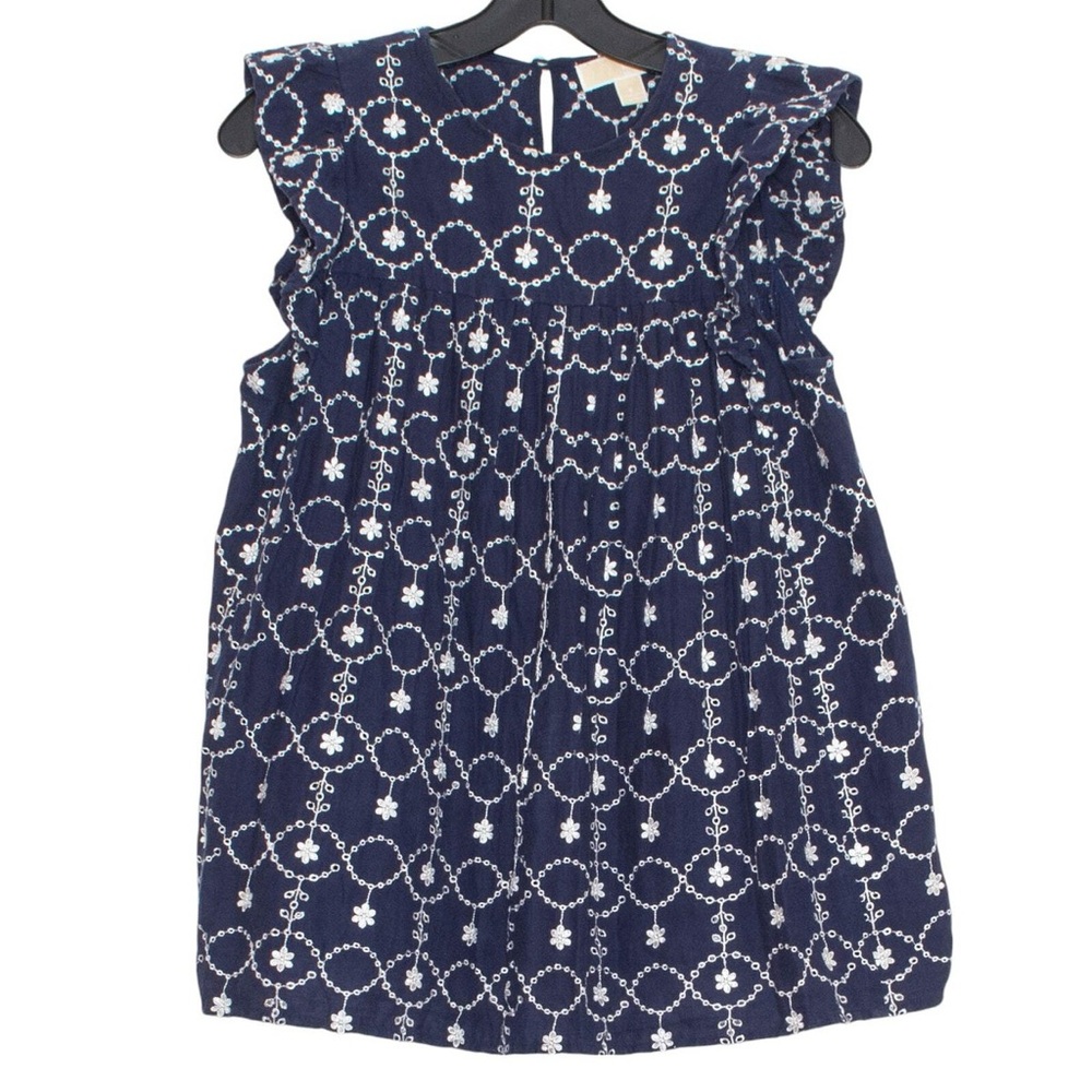 Michael Kors Blue and White Ruffled Smocked Sundress